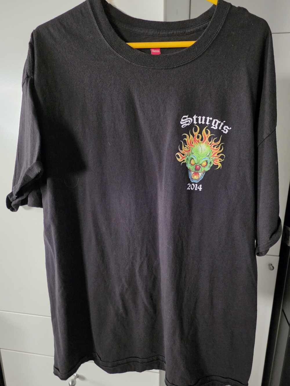 Vintage 2014 Sturgis Motorcycle Rally Evil Clown Graphic T-Shirt - Hanes 2XL